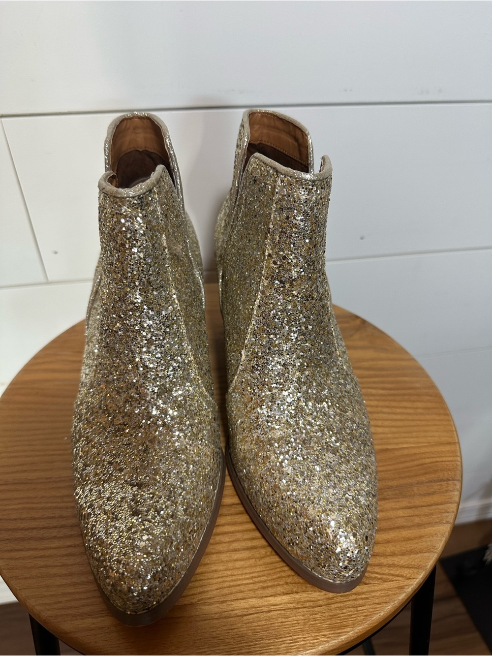 Gold Glitter Ankle Boots for Women